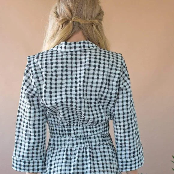 Eva Franco Black and White Checkmate Cropped Jacket - Picture 4 of 4
